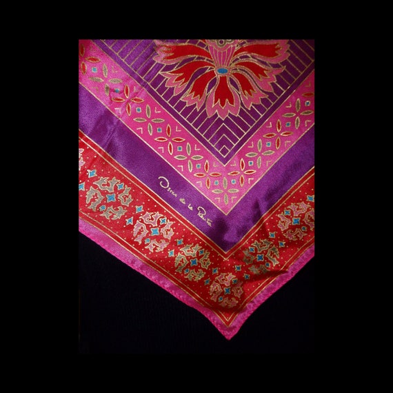 Oscar de la Renta 1980s Silk Floral Scarf, Made i… - image 8