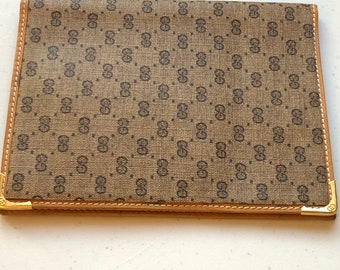 1980s GUCCI Monogram Canvas Leather Travel Wallet Passport Cover