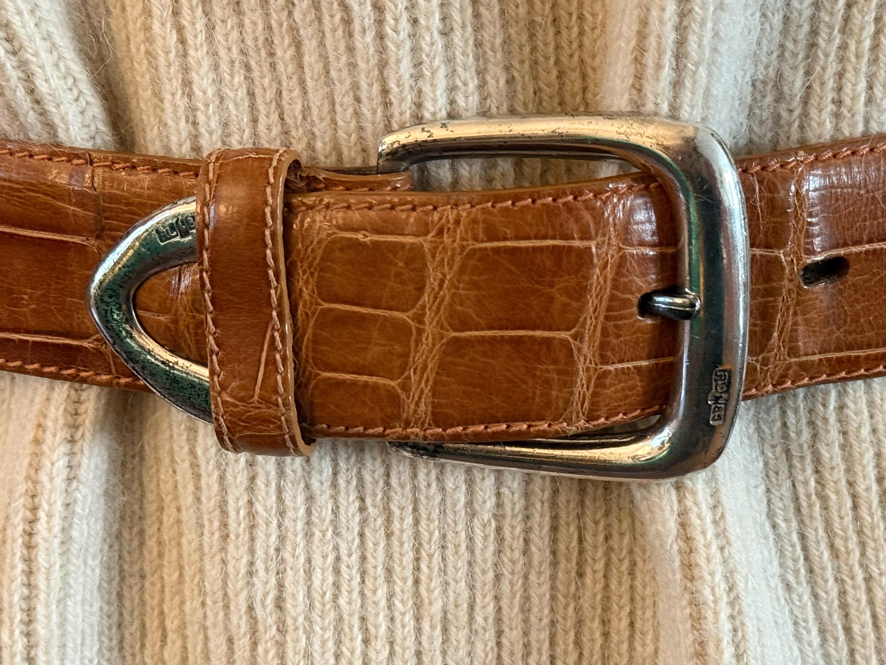 Vintage Ralph Lauren RL85 Genuine Alligator Leather Belt with Sterling Silver POLO Ralph Lauren ALLIGATOR Belt, With 1985 Pony Logo  main image 4