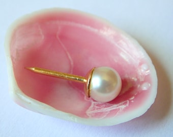 1960s 14K Gold 6mm Cultured Pearl Tie Tack~Vintage Tie Pin