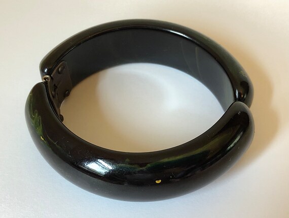 1930s 40s BAKELITE Bangle Black-Green End of Day … - image 8