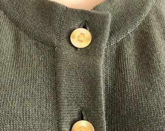 CHANEL Cashmere Belted Jacket With Gold CC Logo Buttons CHANEL Cashmere Belted Jacket With Gold CC Logo Buttons