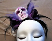 Purple Day of the Dead Headband-Sugar Skull Fascinator-Adult Halloween Headpiece-Adult Costume Hair-Costume Accessory