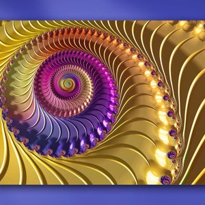 Rainbow Twist Three-Dimensional Abstract Fractal Art Metal Print by Susan Maxwell Schmidt