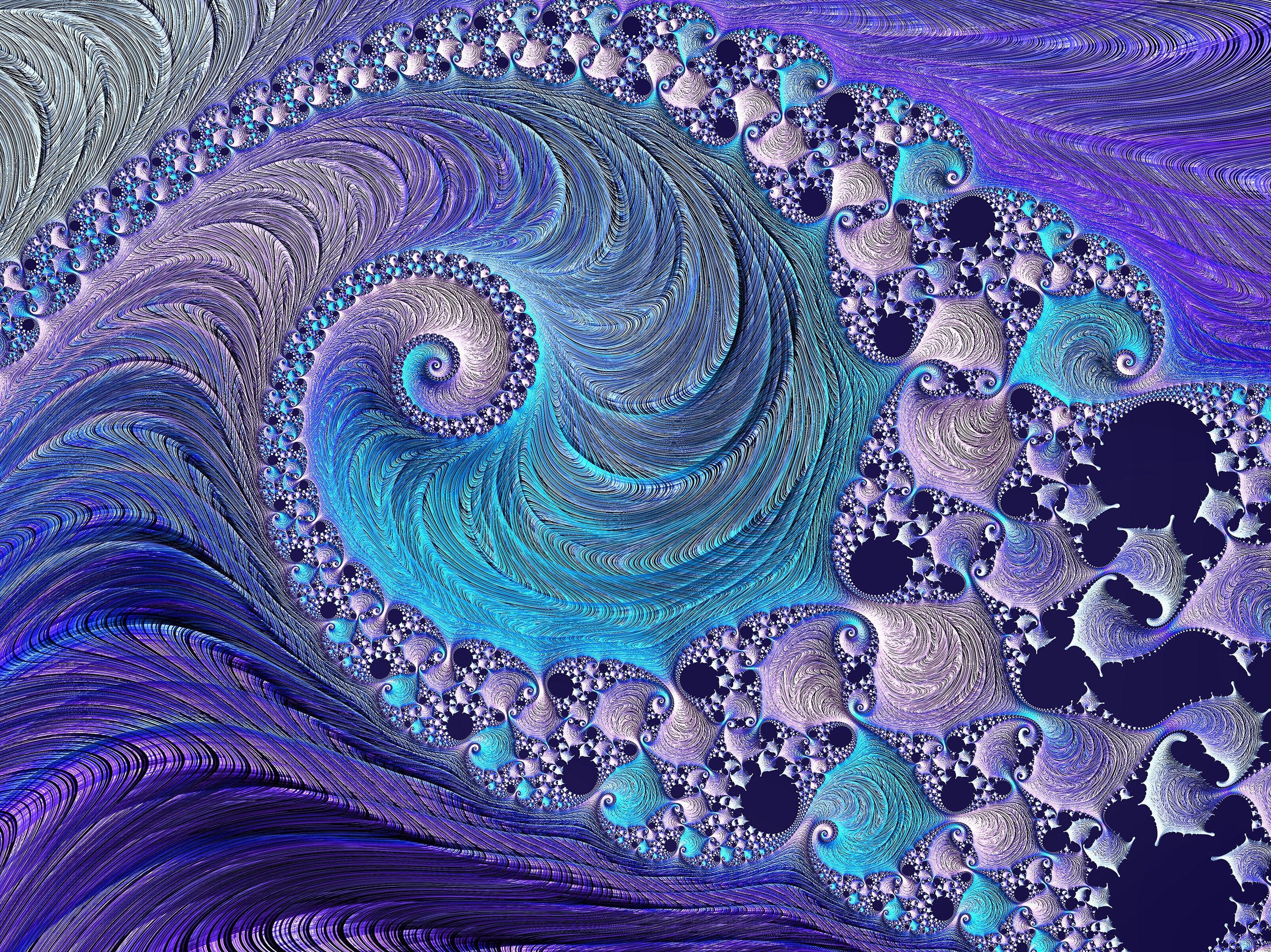 Fractal of Waves 2枚 Fractal Ocean Wave Art Print: Purple Aqua Seascape, Seashells - Etsy