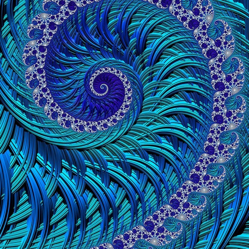 Fantasy Europa Alien Life Framed Abstract Sci-Fi Fractal Giclée Metal Wall Art in Dusty Blue & Silver shops in 7 Sizes - Susan Maxwell Schmidt