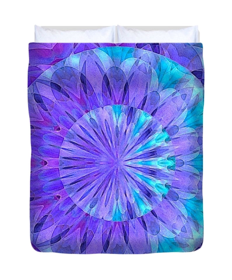 Mandala Comforter Cover Blue Purple Abstract Art Duvet Etsy