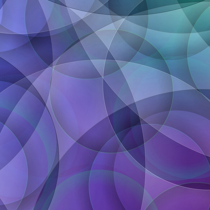 Colorful Geometric Abstract Circles Giclée Print Metal Wall Art Print in Pastel Aqua Blue & Purple in 7 Sizes - Susan Maxwell Schmidt