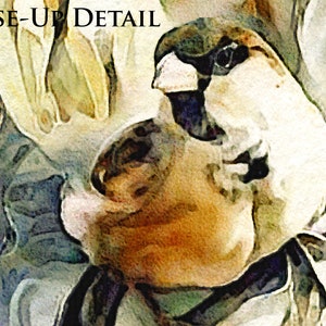 Detail of The Inquisitive Sparrow Watercolor Wildlife Portrait Art Print by Susan Maxwell Schmidt