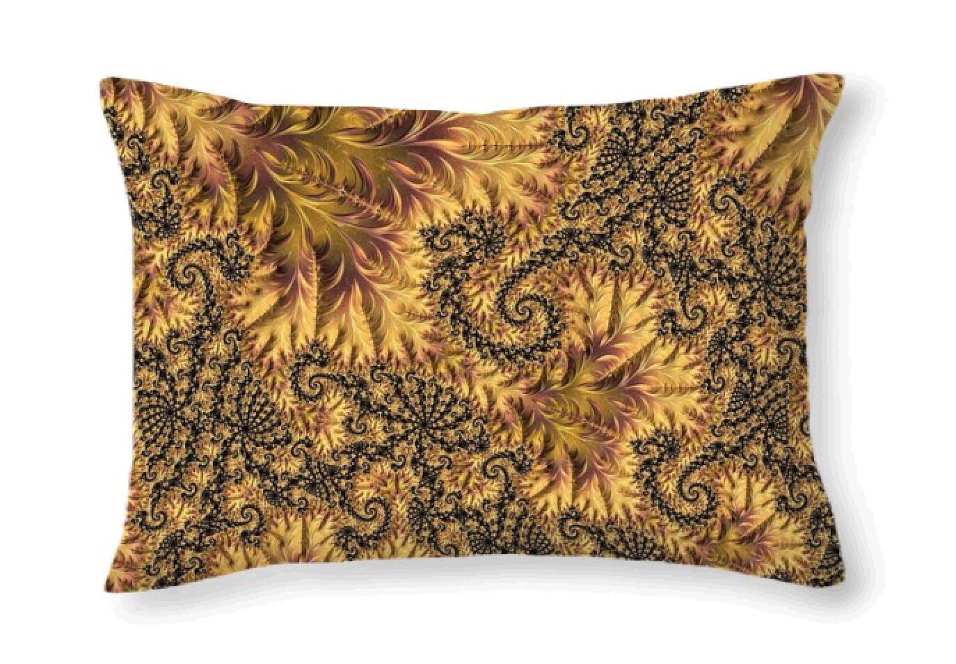 Rectangular Tapestry Pillow Gold Plum & Green Fantasy Floral Etsy