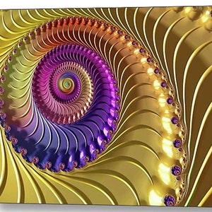 Rainbow Twist Three-Dimensional Abstract Fractal Art Metal Print by Susan Maxwell Schmidt