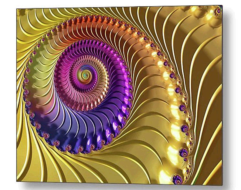 Rainbow Twist Three-Dimensional Abstract Fractal Art Metal Print by Susan Maxwell Schmidt