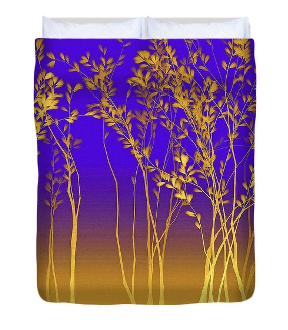 Woodland Duvet Cover Ombre Cobalt Blue Purple Gold Etsy