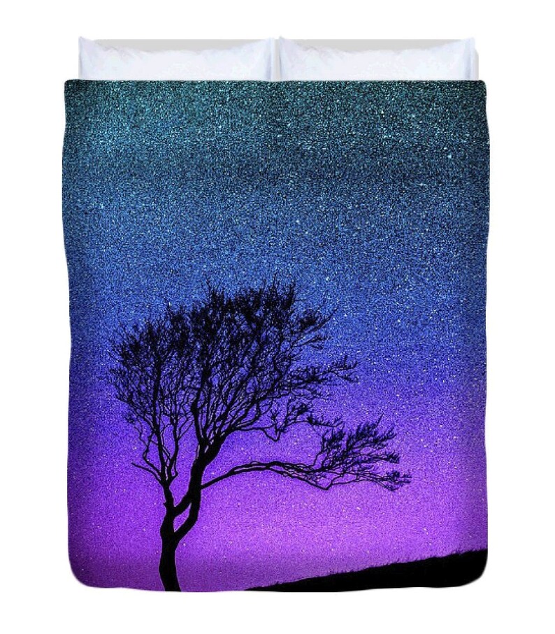 Tree Duvet Cover Black Blue Purple Celestial Art Comforter Bedding King Queen Full Twin Starry Starry Night By Susan Maxwell Schmidt