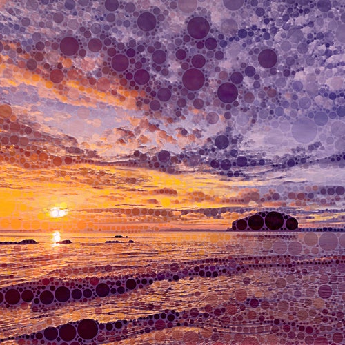Ombré Beach Sunset Framed Pointillist Seascape Giclée Metal Wall shops Art Print in Mauve, Purple, Blue & Yellow - 7 Sizes - Susan Maxwell Schmidt
