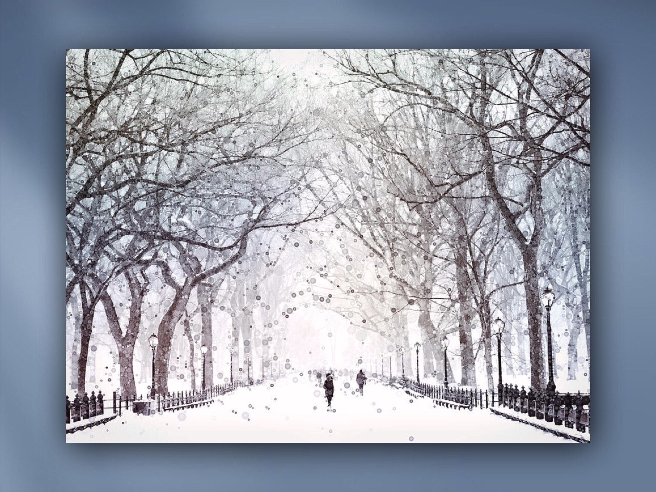 Snowy Central Park New York Stretched Canvas or Unframed 