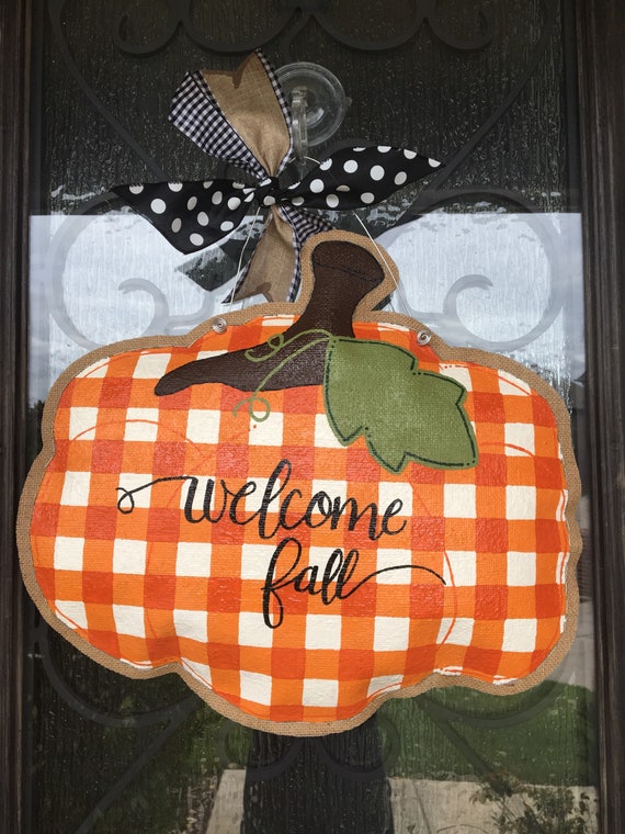 Wreaths Door Hangers Hand Painted Buffalo Check Burlap Door