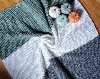 Knit Pattern PDF - Cozy Colorblock Blanket