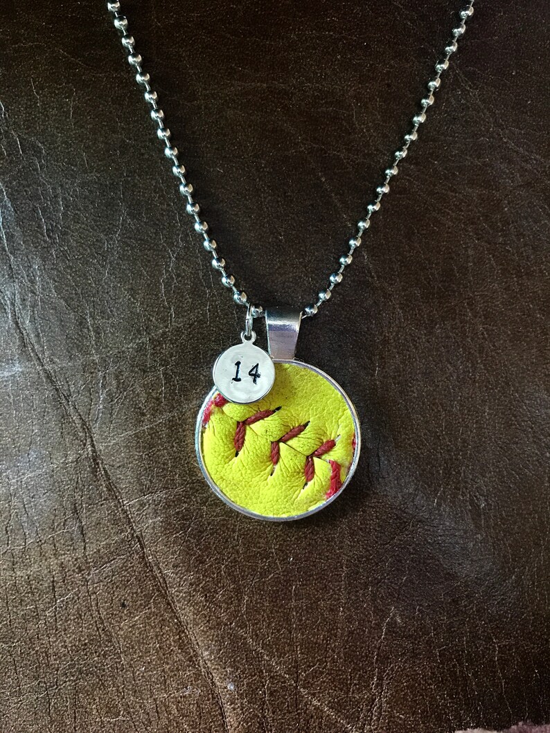 Softball Pendant Necklace 643 Jewelry Etsy