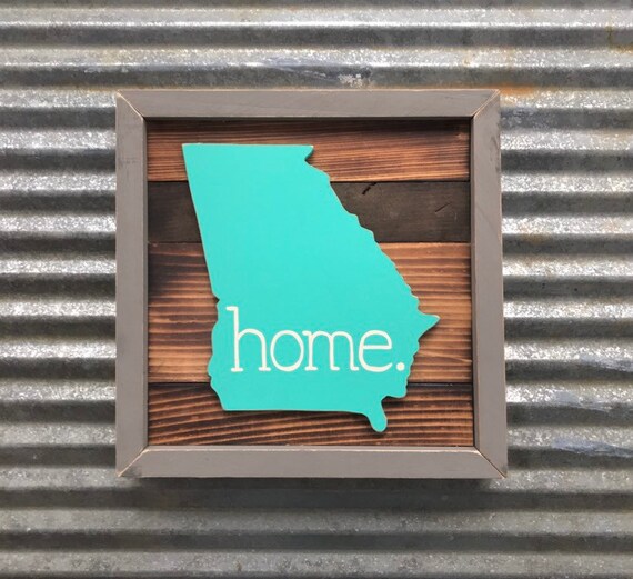 Georgia Home Sign Grey And Blue Repurposed Wood Pallet Art Etsy