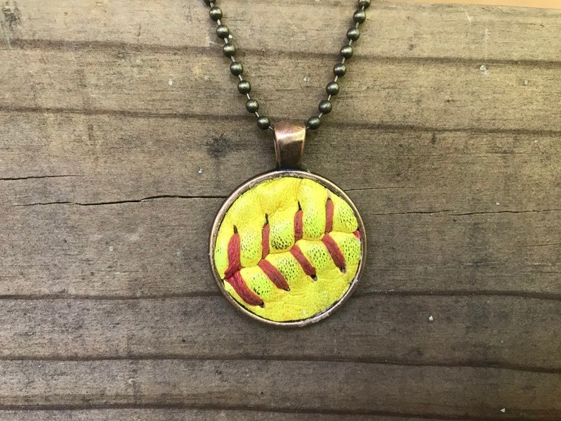 Softball Pendant Necklace 643 Jewelry Etsy