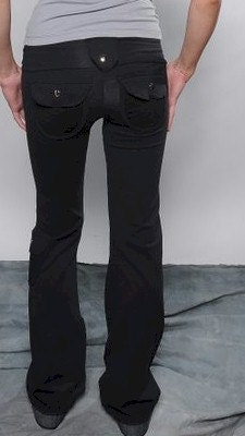 Black Buckle Grommet Low Rise Flare Pants Plus Size, Hot Topic