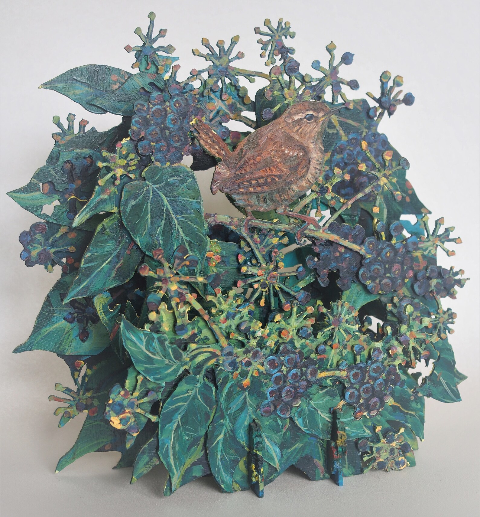Wren in Ivy Wooden Sculpture Etsy