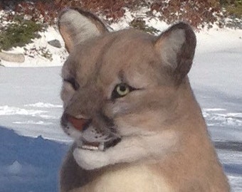 Made to Order Cougar Mountain Lion Big Cat needle Felted