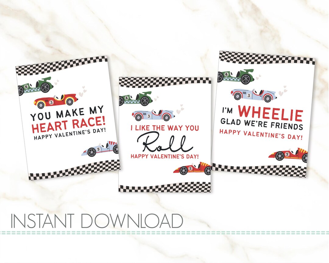 Printable Class Valentines - Race Car Cards - DIGITAL DOWNLOAD - Etsy