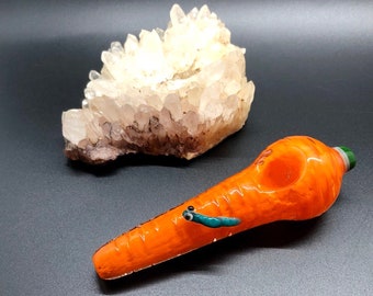 Carrot Glass Smoking Pipe, Carrot Glass Pipe, Carrot Pipe, Heady Glass Pipe, Orange Glass Smoking Pipe, Orange Pipe