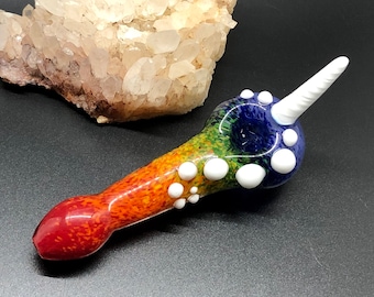 Unicorn Glass Pipe, Rainbows and Unicorns Glass Smoking Pipe, Rainbow Glass Pipe, Unicorn Pipe, Girly Pipes