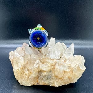 Rainbow Glass Chillum: Twisted DNA Design, Third Eye Glass Pipe image 2