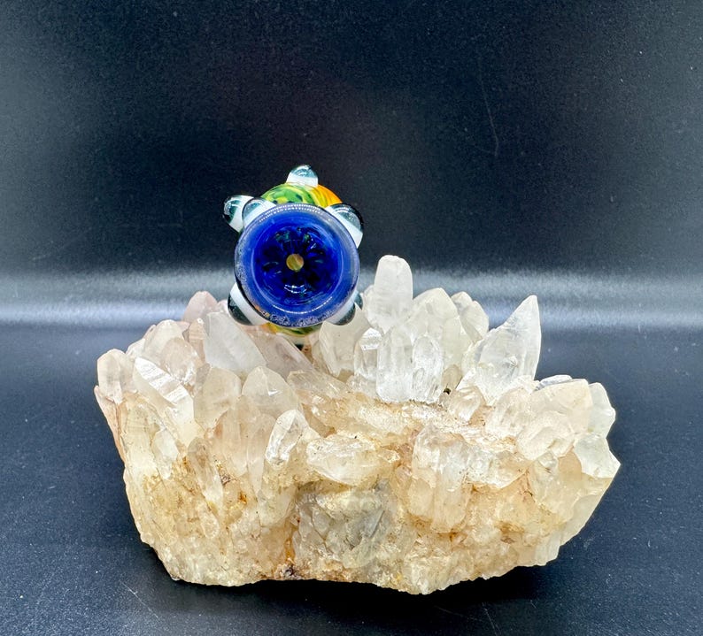 Rainbow Glass Chillum: Twisted DNA Design, Third Eye Glass Pipe image 2