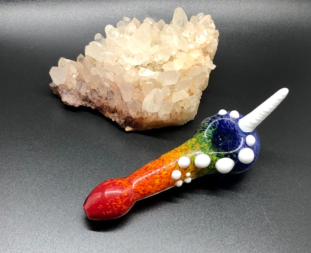 Unicorn Glass Pipe, Rainbows and Unicorns Glass Smoking Pipe, Rainbow