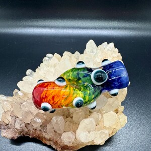 Rainbow Glass Chillum: Twisted DNA Design, Third Eye Glass Pipe
