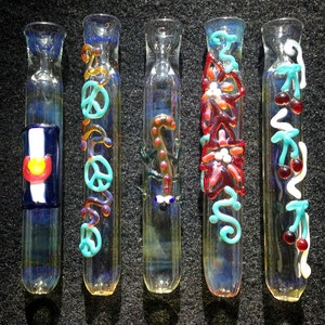 Color Changing Glass Chillum, Custom Design One Hitter