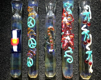 Color Changing Glass Chillum, Custom Design One Hitter