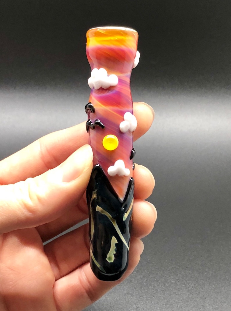 Mountain Love Glass Chillum Heady Glass Pipe Sunset Glass Etsy