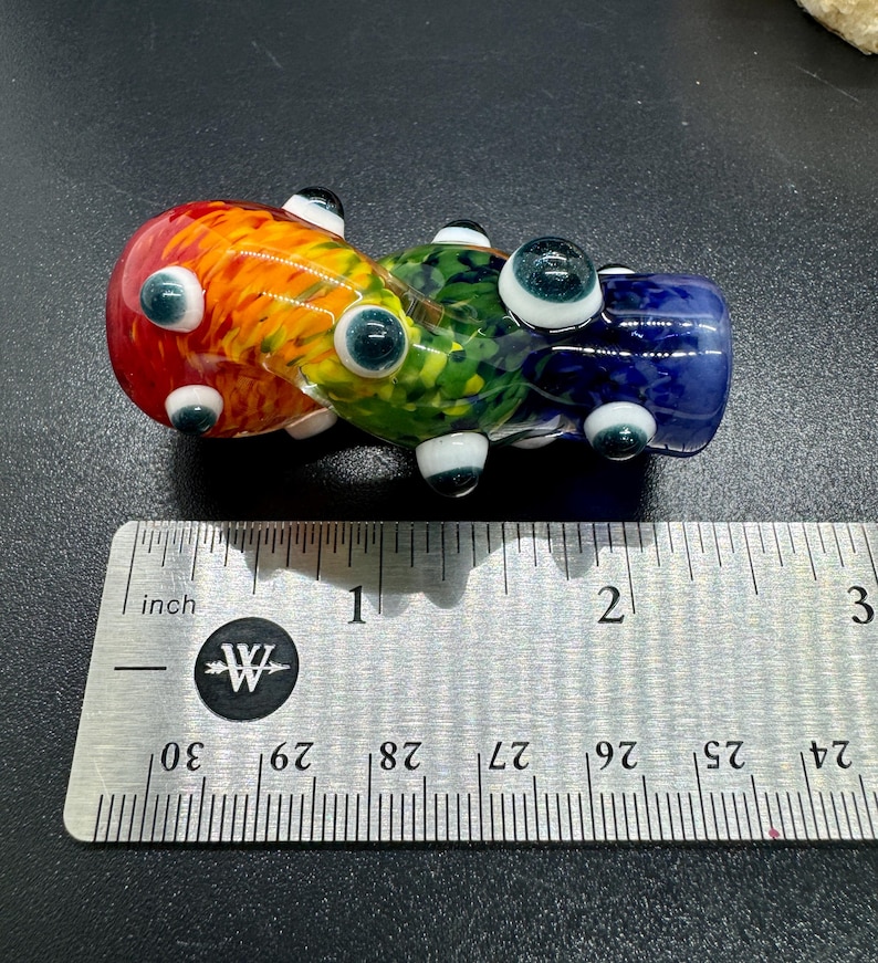 Rainbow Glass Chillum: Twisted DNA Design, Third Eye Glass Pipe image 4