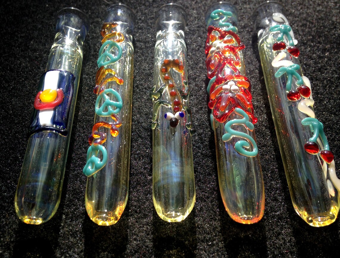 Glass Chillum Color Changing Decorated Glass Pipe Glass One Etsy 日本