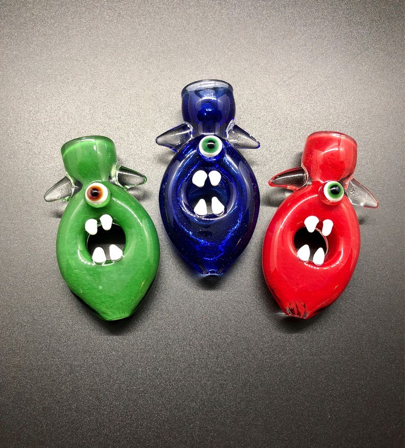 Monster Glass Chillum One Eyed Monster Glass Smoking Pipe Etsy