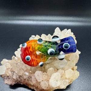 Rainbow Glass Chillum: Twisted DNA Design, Third Eye Glass Pipe image 5