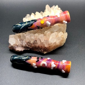 Heady Glass Chillum: Mountain Sunset Scene - Thick Pipe