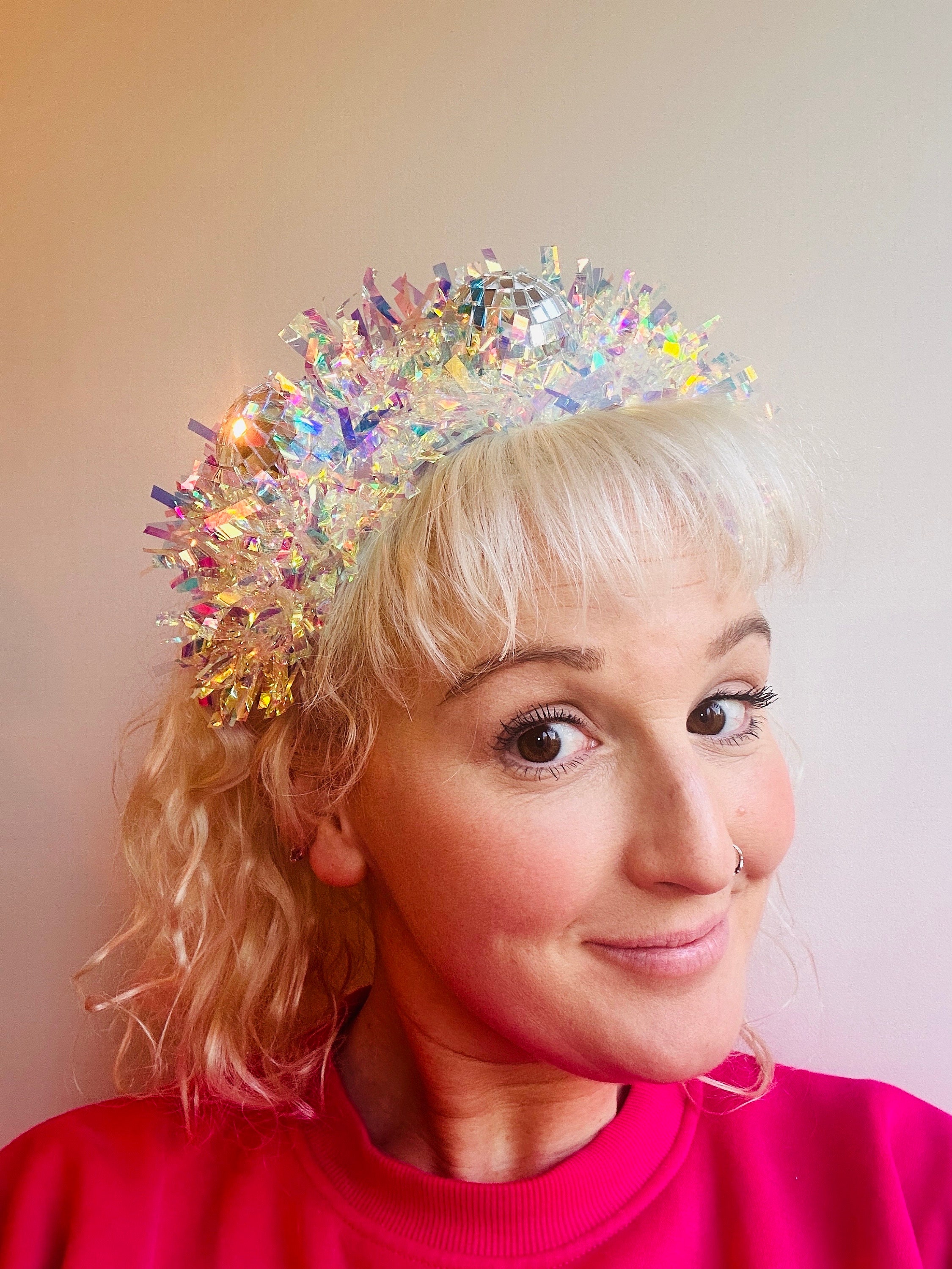 Bandeau Disco à LED Avec Boules Miroir - Accessoire De Fête Pour Anniversaire, Noël, Festival
