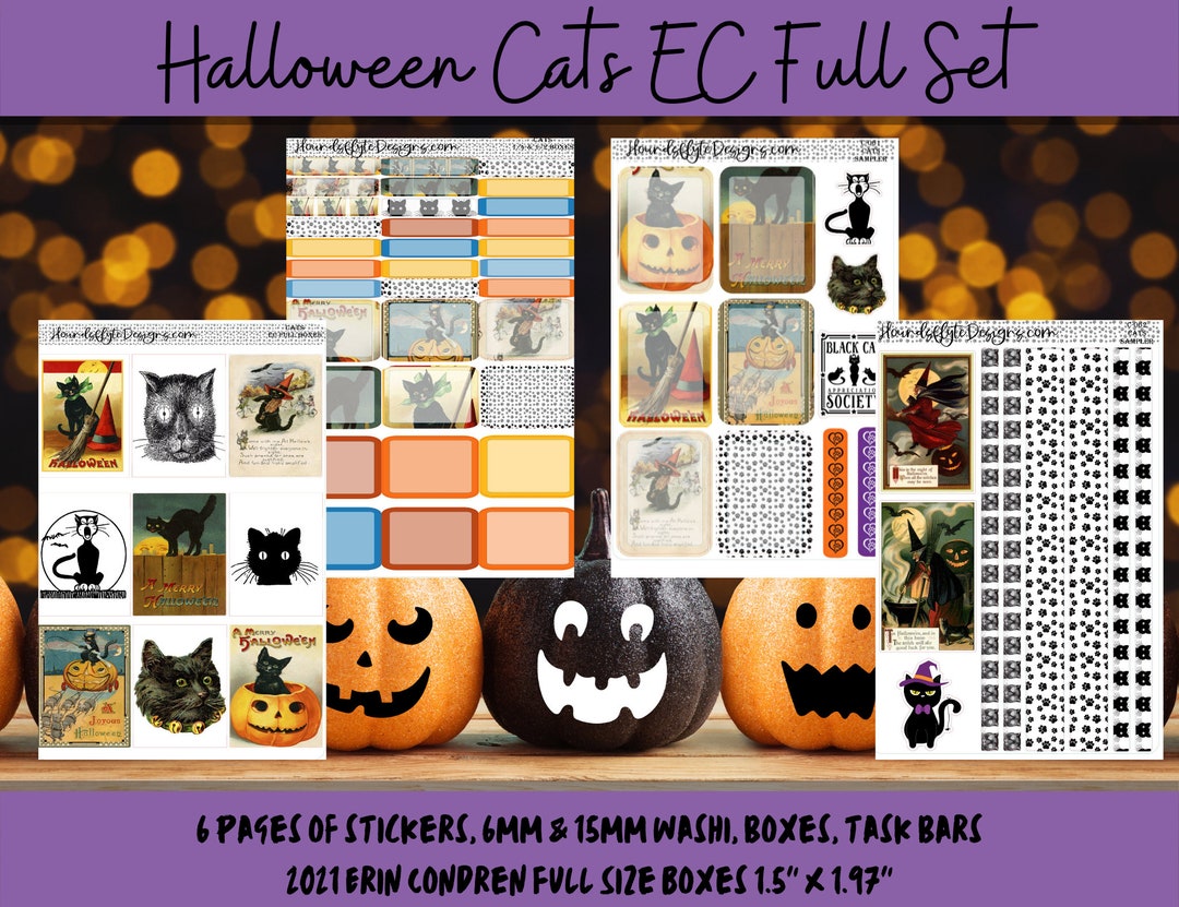 Planner Stickers - Halloween Cats - Etsy