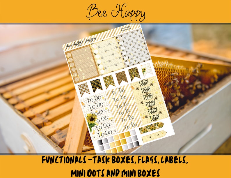 Planner Stickers - Bee Happy - Etsy