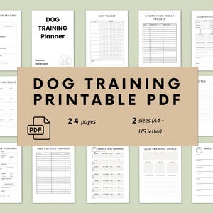 Dog Training, Agility, Planner, Printable PDF, Dog Schedule, Pet Products, Dog Trainer, Tracking Log, Record, Dogs, Dog Lover