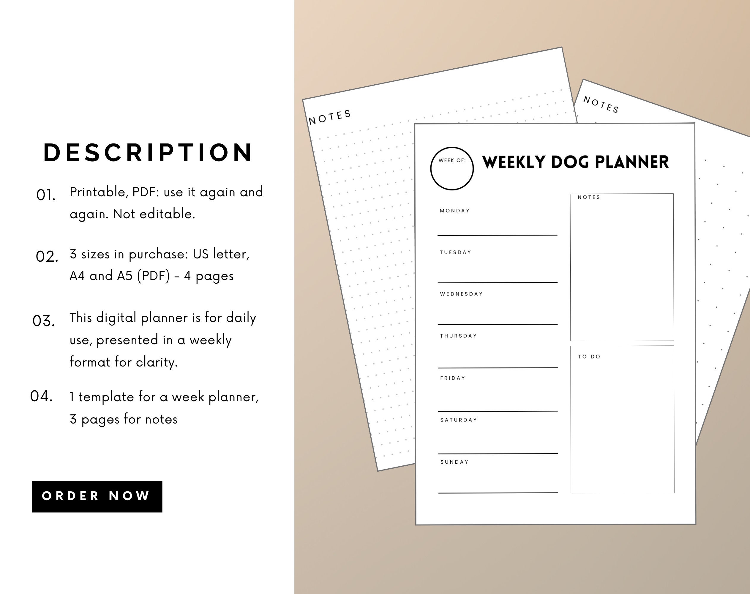 Dog Weekly Planner Printable, PDF, Dog Planner, Dog Schedule, Dog ...