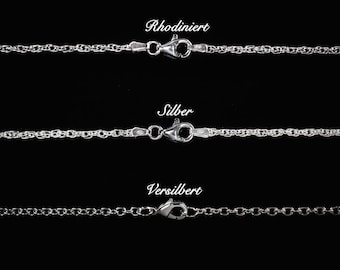 Silver chain, silver-plated chain, rhodium-plated necklace, 925 silver jewelry, silver jewelry for women, ladies, and children, link chain, sterling silver