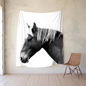 Wild Horse Plush Fleece Throw Blanket, Horse Photo Blanket, Horse Print Blanket,Equestrian Decor, Farmhouse Decor Fleece Blanket, Horse Art